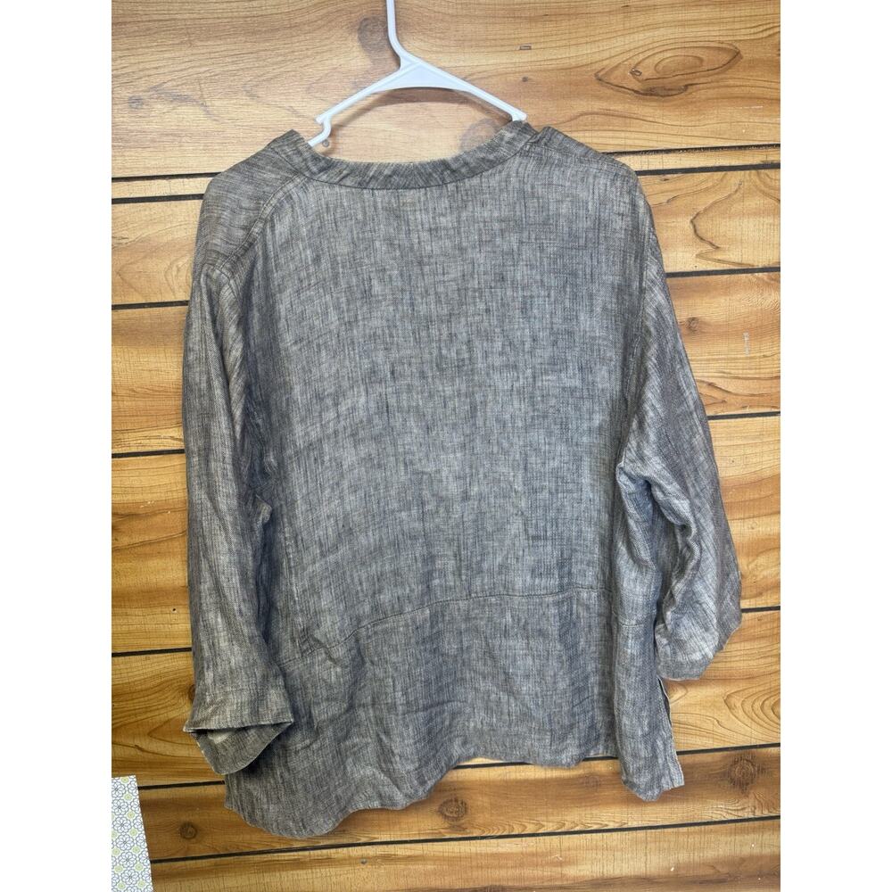 Eileen Fisher Linen Button-Up Long Sleeve XL Beach Resort Travel Top Coastal - Picture 2 of 4